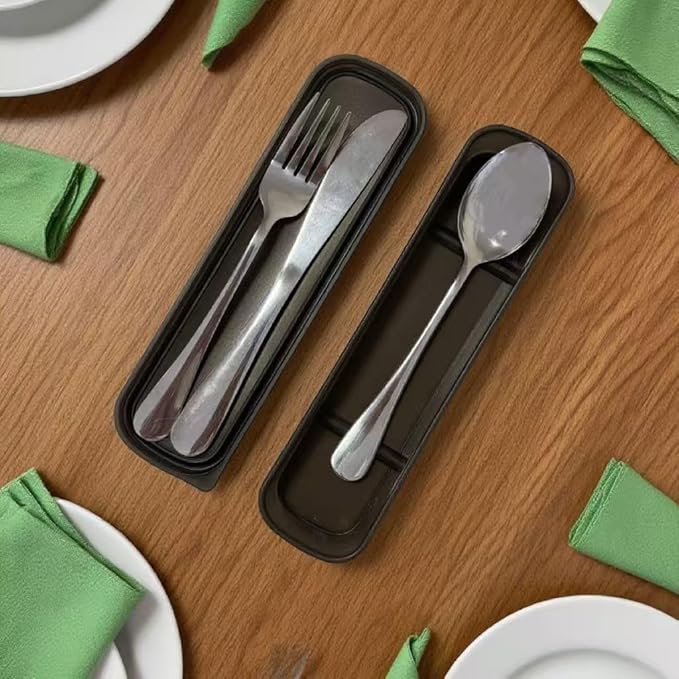 Silverware Set, Fork and Spoon Set for Camping, Picnic, Gadgets, Black Food Grade Flatware Cutlery Set for Home Kitchen Restaurant, Stainless Steel Knives Spoon Forks Set for Home