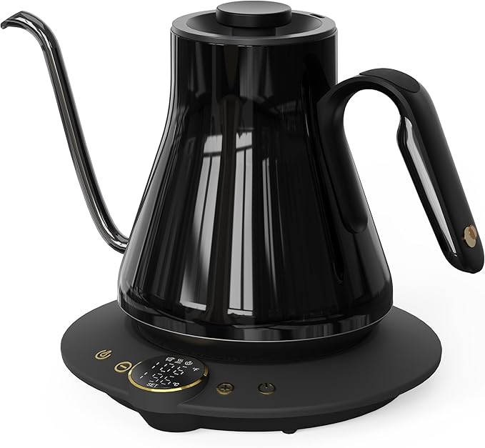 Cocinare FLOW B9 Gooseneck Electric Kettle, Precise Temperature Control for Pour-Over Coffee & Tea Brewing, Stainless Steel Interior, Rapid Heating for Boiling Water 0.9L (Gustav Gold)