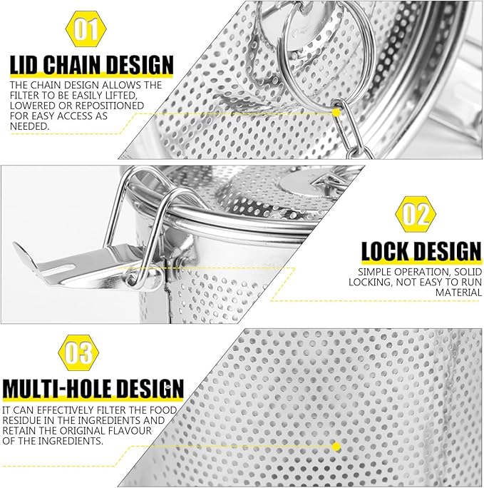 Stainless Steel Spice Filter Seasoning Strainer Cooking Spice Filter Loose Leaf Tea Infuser for Home Restaurant, 6.3x6.8 Inch