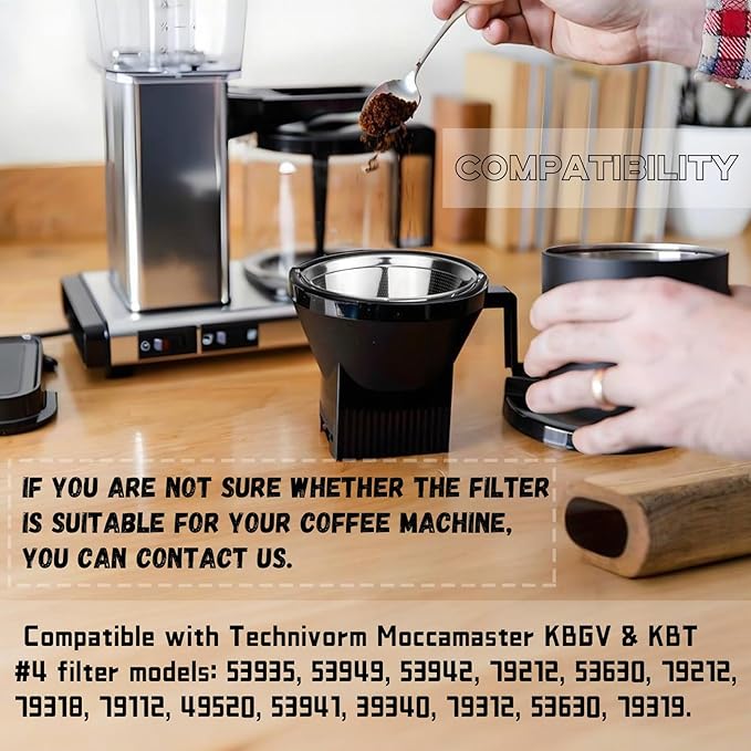 𝙐𝙥𝙜𝙧𝙖𝙙𝙚𝙙 for Moccamaster Filters, #4 Coffee Filter, Coffee Filter for Technivorm Moccamaster KBGV and KBT Coffee Machines, Metal Coffee Filter, Reusable Metal Filters are The Best Gifts.