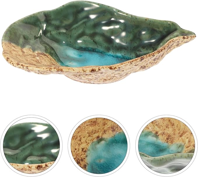 UPKOCH Oyster Shell Ceramic Serving Plate Irregular Design Multi-functional Dish for Snacks Desserts Fruits for Breakfast Afternoon Tea Easy to Clean for Home Restaurants