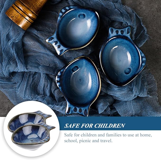 Alipis 2pcs Fish Style Ceramic Sauce Dishes Small Appetizer Plates for Condiments Vinegar and Dipping Sauces for Snacks and Desserts for Home Use