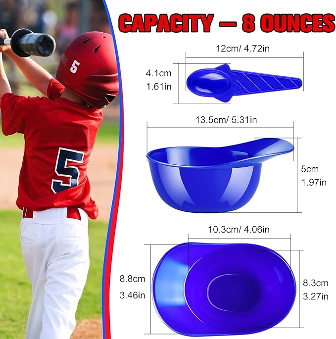 MEEZY 16 Set Baseball Helmet Ice Cream Bowls with 8 Mini Dessert Cups and 8 Spoons, 8oz Reusable Baseball Cap Snack Dessert Cup Bowls Baseball Party Favors for Kids Sports Birthday Party Supplies