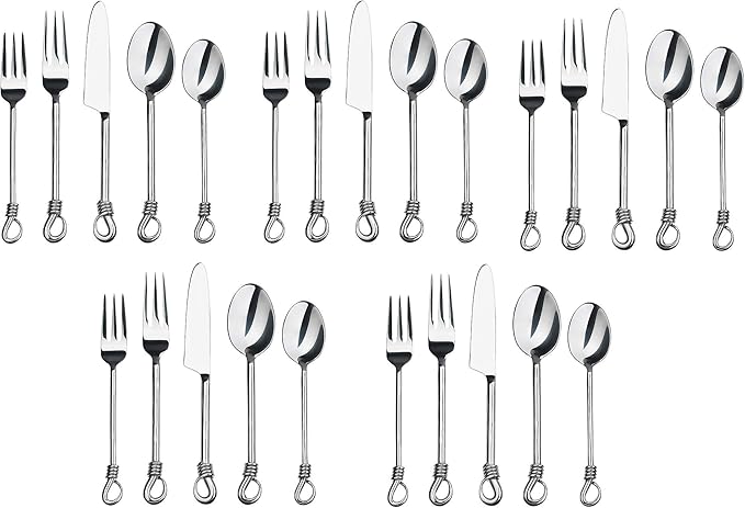 Silverware Twist Collection Polished Stainless Steel Flatware Set (Set of 5)