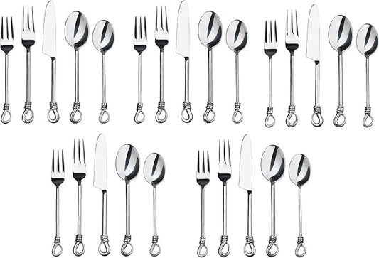 Silverware Twist Collection Polished Stainless Steel Flatware Set (Set of 5)