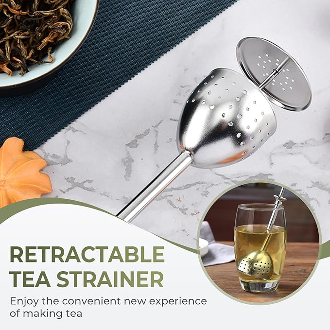 Stainless Steel Tea Diffuser,2025 New Tea Strainer Tea Infuser for Loose Leaf Tea,Creative Tea Spoon With Handle,Fine Holes Tea Interval Filter,Tea Holder Steeper for Tea Accessories (Silver D/1pcs)