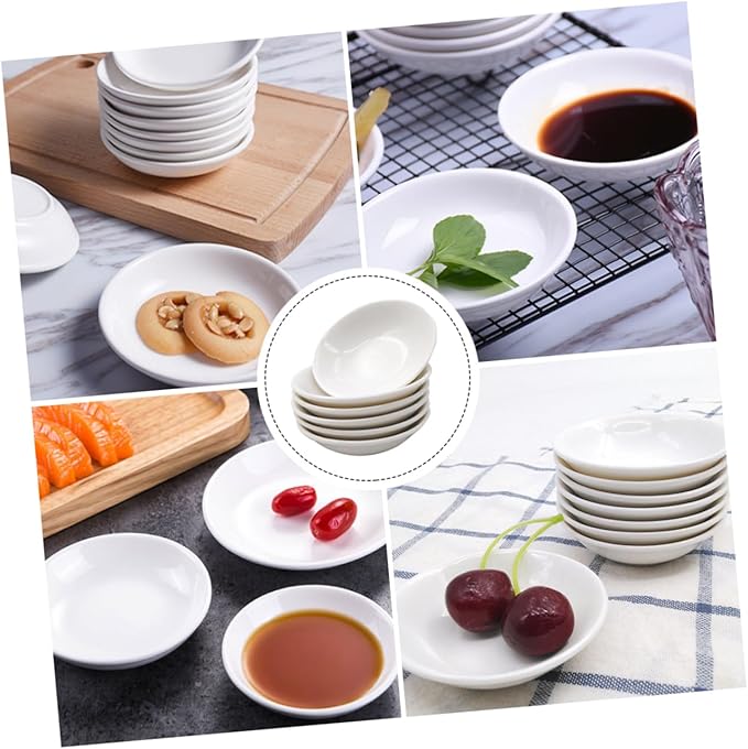 6pcs Ceramic Sauce Serving Plates Small Condiment Dishes for Dipping Sauces Tableware for Appetizers Mustard and More