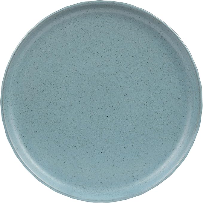 Sango 16-Piece Stoneware Dinnerware Set for 4, Semi-Matte Teal Plates and Bowls Sets with Rustic Speckled Glaze, Ceramic Dish Set, Elegant Boho Farmhouse Dishes, Microwave & Dishwasher Safe, Kaya Blue
