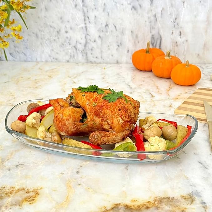 Prima Oblong 14.5" Glass Tray Set/2