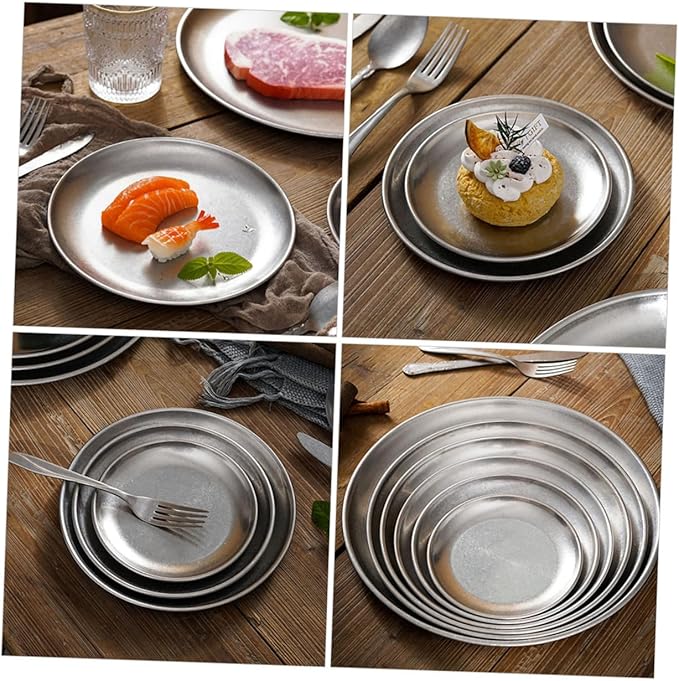 BESTonZON Food Trays Vintage Barbecue Plate Decorative Serving Trays Korean Style Dish Nut Plate Table Tray Cutlery Beef Meat Roast Meat Tray Dinner Dish Metal