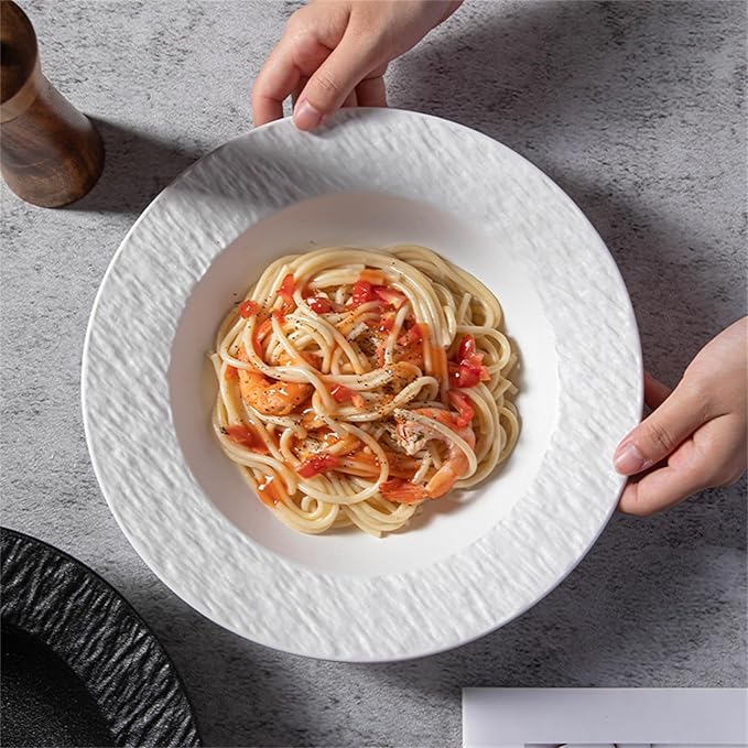 Creative Ceramic Dinner Plate Simple Ceramic Dinner Vegetable Plate Kitchen Plates(White)