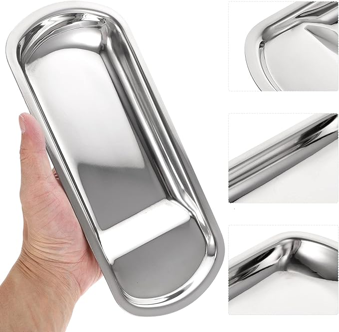Cabilock 1pc Stainless Steel Serving Tray for Kitchen Multi-functional Spoon Ladle Holder and Lightweight Tableware for Catering Buffets and Family Reunions