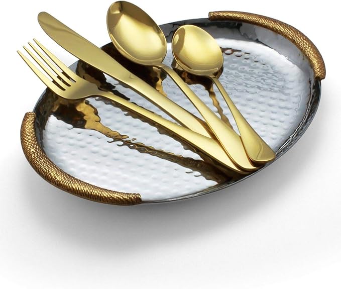 Elyon Tableware® Euro 24 piece Gold Flatware, Stainless Steel Silverware Set, Reflective Mirror Finish Cutlery Set, Reusable Dishwasher Safe, Service For 6