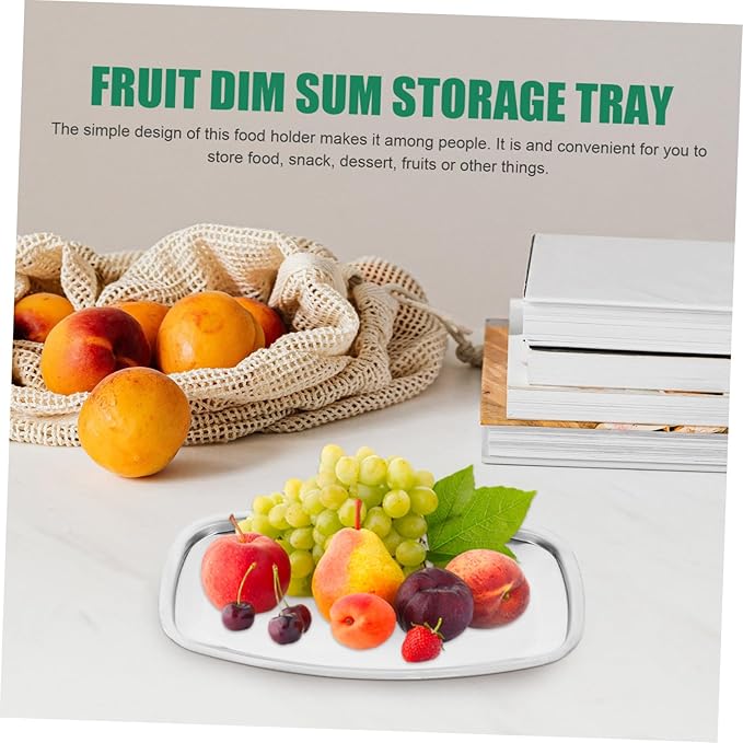 Ciieeo 304 Stainless Steel Serving Tray Rectangular Snack and Fruit Storage Tray for Hotel and Home Use Practical Dish Towel Organizer Easy to Clean