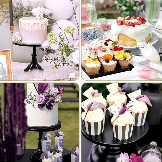 3 Pcs Metal Cake Stand Set 8/10/12 inch Dessert Table Display Perfect for Baby Shower Wedding Birthday(Black)