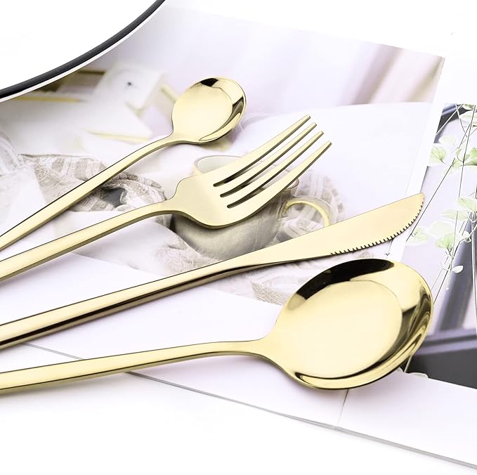 40 Pcs Mirror Polish Silverware Set, Large Set 18/10 Stainless Steel Flatware Cutlery Set For Home Daily Use/Wedding Party/Restaurant, Utensils Set Service For 10 (Champagne)
