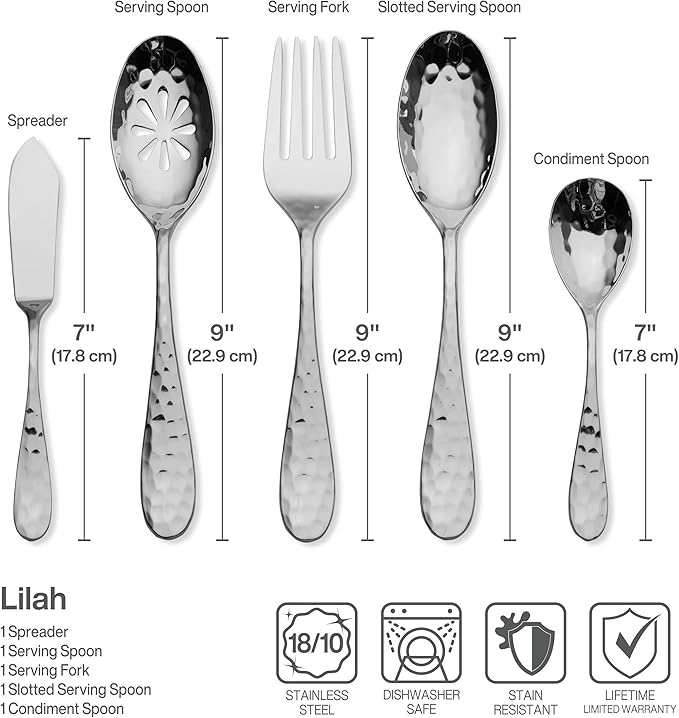 Mikasa, Lilah Flatware Service for 8, 45 Piece Set, 18/10 Stainless Steel, Silverware Set with Serving Utensils (Pack of 2)