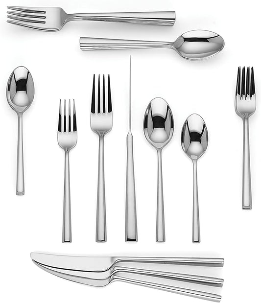 Kate Spade New York Malmo 20-Piece Flatware Set, 4.30 LB, Metallic