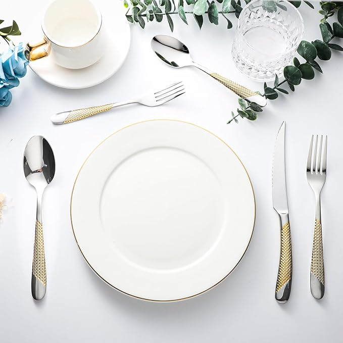 60-Piece Silverware Set Stainless Steel Flatware Sets for 12 Includes Knives Spoons Forks Heavy Duty Cutlery Set for Home Kitchen Hotel