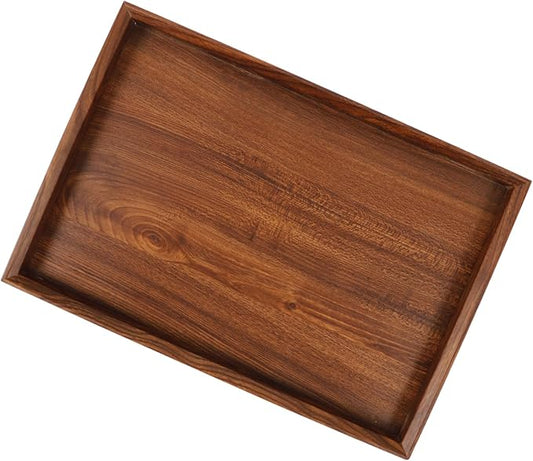 Mobestech Wooden Serving Tray Lid Black Serving Platter Rectangle Tea Tray for Snacks and Foods