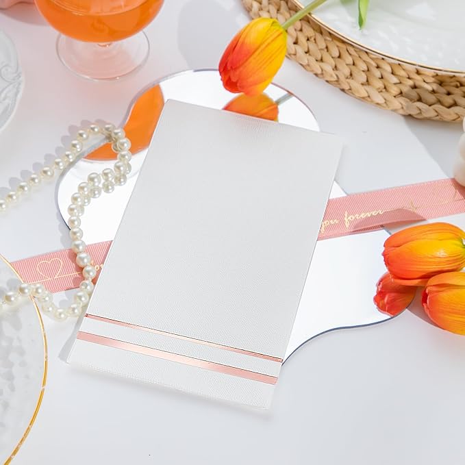 BUCLA 100-Count 3-Ply Rose Gold Napkins - Rose Gold Dinner Napkins Disposable Premium Quality - Paper Napkins Soft, Absorbent for Parties, Weddings or Events