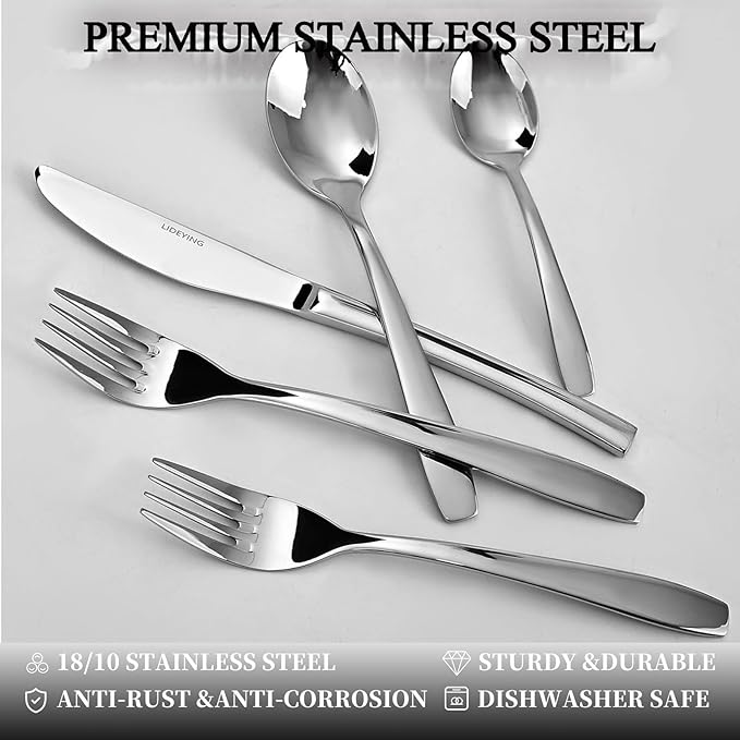 Silverware Set, 20-Piece Flatware Set Cutlery Set Premium 18/0 Stainless Steel,Including Steak Knife Fork and Spoon,Dishwasher Safe,for Home Kitchen Restaurant Wedding