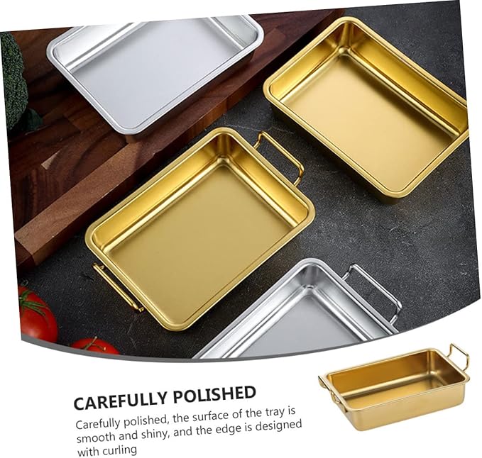 PRETYZOOM Stainless Steel Refreshments Tray Silver Tray Handles Easy to Use Safe