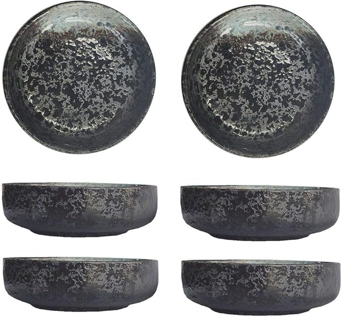 Colias Wing 3.5 Inch Japanese Style Classic Porcelain Side Dish Bowl Seasoning Dishes Soy Dipping Sauce Dishes-Set of 6-Black