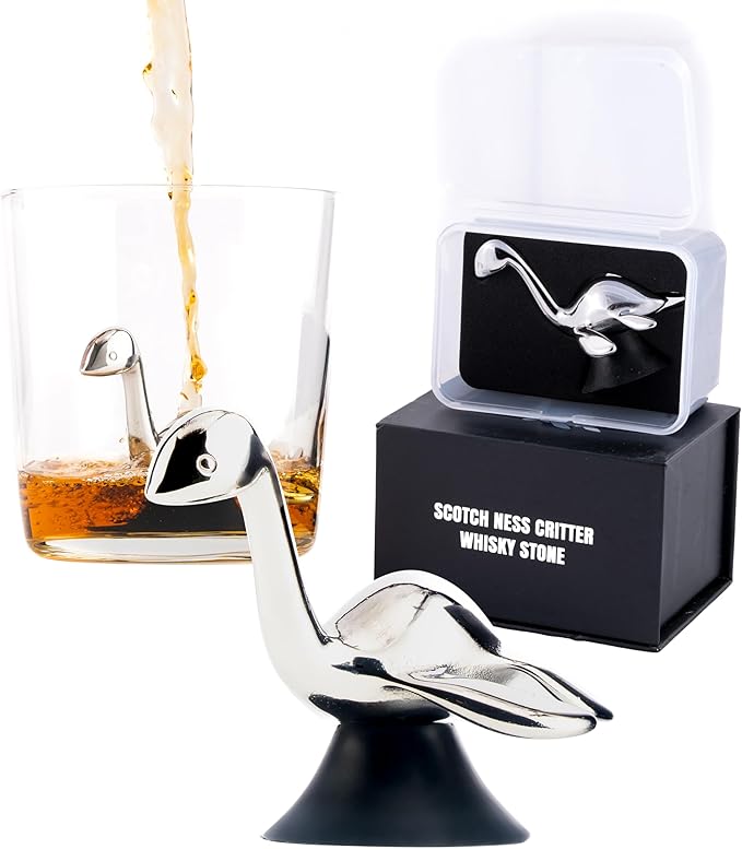 Whisky Stone Gift Set – Scotch Ness Monster Chilling Stone with Premium Gift Box – Funny Whiskey Gift for Men – Bourbon Drink Accessory – Father's Day, Birthday