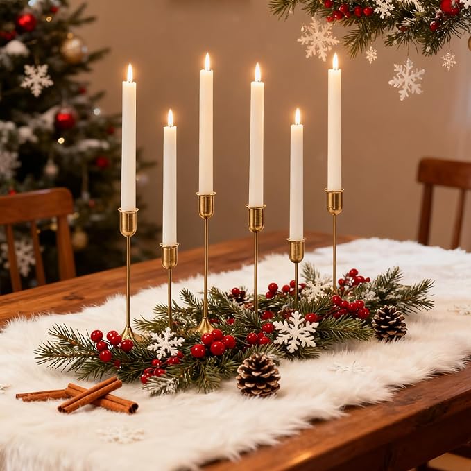 Candlestick Holders, Taper Candle Holders Set of 6, Vintage Gold Candle Sticks Holder Decor for Table Centerpiece, Fireplace Mantel, Weddings, Housewarming & Christmas Décor
