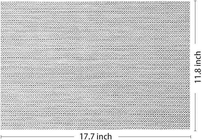 AHHFSMEI Placemats for Dining Table Set of 4 Woven Vinyl Plastic Place Mats Non-Slip Heat Insulation Stain Resistant Table Mats Washable Easy Clean Placemats (White Grey Silver 4)