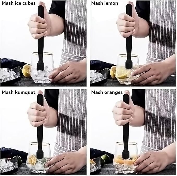 8 Pcs Muddler for Cocktails – 8 Inch Bar Muddler Set for Mojitos Fruit Drinks Ice Crushing – Perfect for Home Bar & Bartender Accessories (Black)