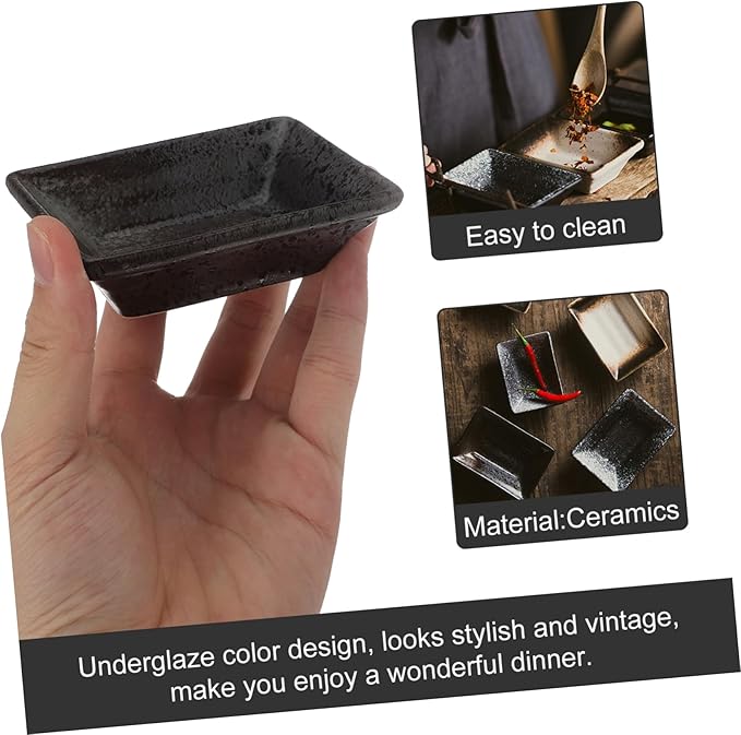 Ciieeo 3pcs Japanese Style Ceramic Seasoning Plates Dipping Dishes for Sauces Condiments Appetizers Unique Design for Home Kitchen Bbq Parties