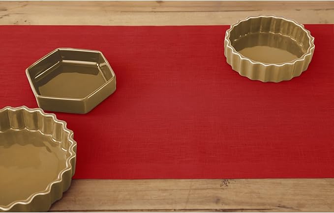 Solino Home Linen Red Table Runner 132 Inches Long - 100% Pure Linen Extra Long Table Runner 14 x 132 Inch for Christmas, Holiday, Winter, New Year - Fete