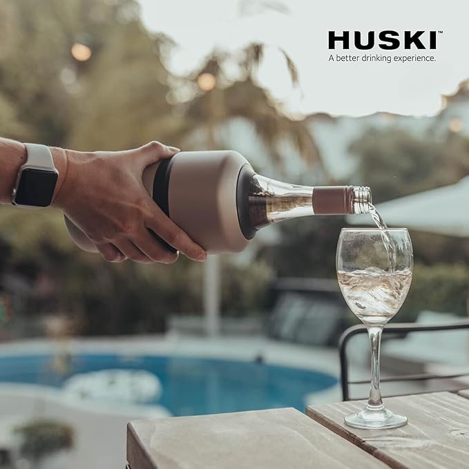 Huski Wine Chiller | Award Winning Iceless Design | Keeps Wine Cold up to 6 Hours | Wine Accessory | Next Generation Ice Bucket | Fits Some Champagne Bottles | Perfect Gift for Wine Lovers (Black)