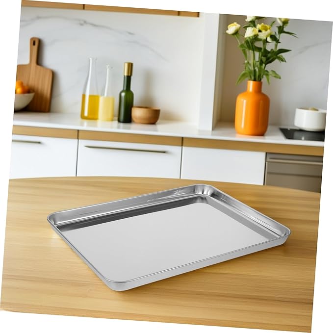 IMIKEYA Rectangular Stainless Steel Food Tray Versatile Serving Platter for Bbq Picnics and Parties and Easy to Clean