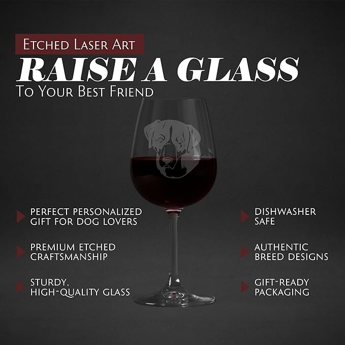 Etched Laser Art Greater Swiss Mountain (Alternate) Personalized Dog Themed Etched 12.75oz Wine Glass Custom Dog Breed Wine Glasses for Pet Lovers, Personalized Birthday Gift for Men & Women