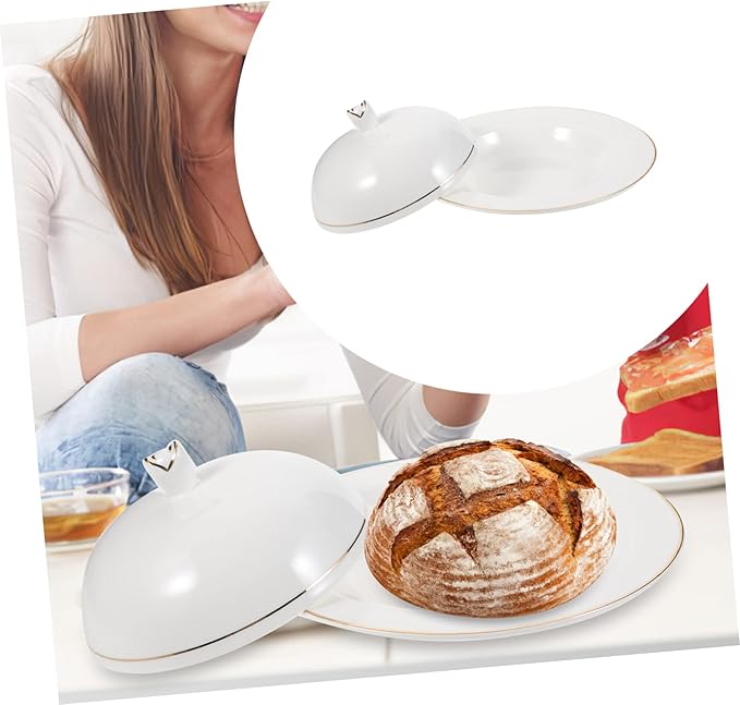 Ceramic Serving Plate with Dome Cover Elegant Decorative Dish for Steak Pasta and Appetizers for Weddings Gatherings and Daily Use