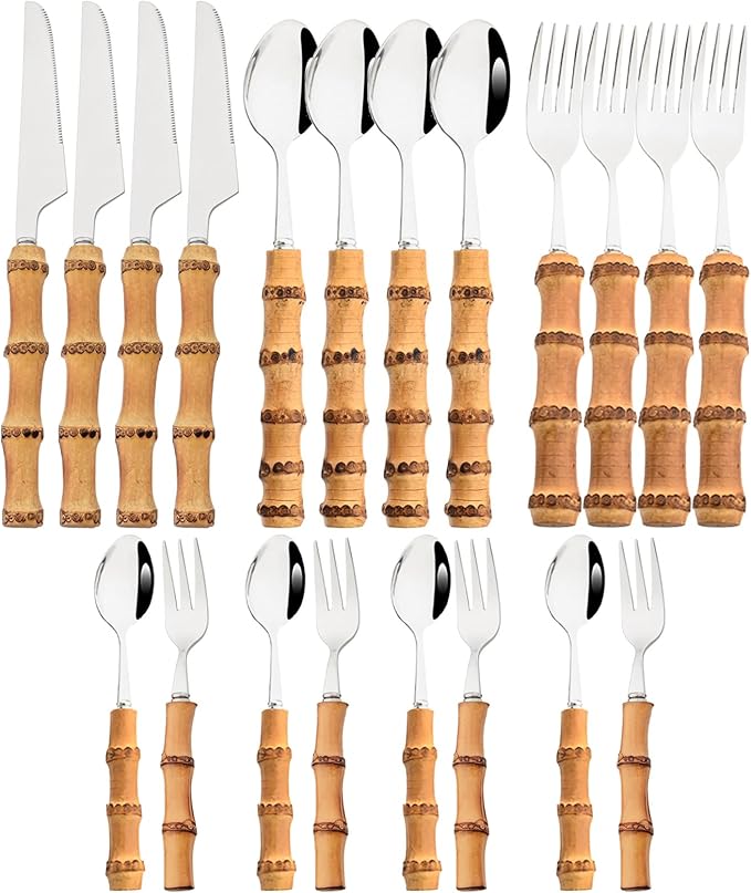 20piece Silver Tableware set, 304 Staainless Steel Cutlery Tea Eating Utensils For Dining Kitchen Wedding Party Gathering Or Restaurant, Service for 4