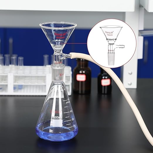 stonylab Borosilicate Glass Triangular Filtration Funnel, Vacuum Filtration, Efficient Filtering, 14/20 Joint, 60mm Diameter, Ideal for Laboratory Filtration Processes