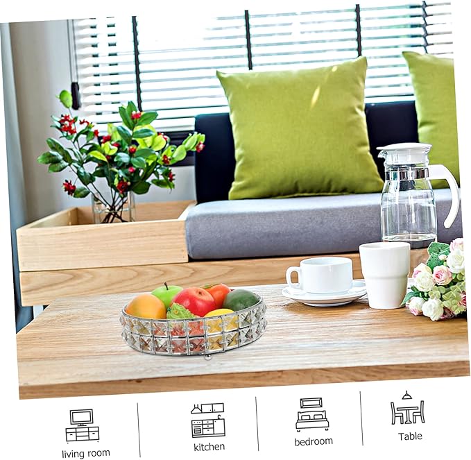 PRETYZOOM Silver Mirror Decorative Serving Tray Round Food Platter for Dresser Kitchen Living Room Stylish Display Tray for Snacks and Desserts Home Decor Accessory