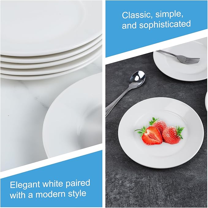 18 Pcs Porcelain Dessert Plates,7 Inch White Dinner Plates,White Salad Plate,Ceramic Appetizer Plate,Porcelain Serving Dishes for Snack, Bread, Fruit, Microwave & Dishwasher Safe