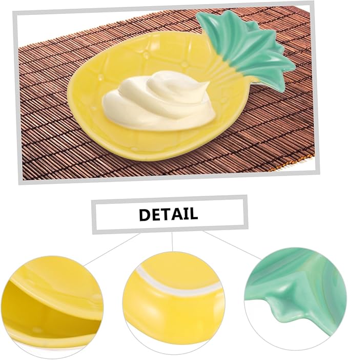 STOBAZA 2pcs Ceramic Pineapple Shape Dipping Dishes for Seasoning Stylish Appetizer Plates Home Kitchen Decor for Sauces and Condiments and Healthy Ceramic Material