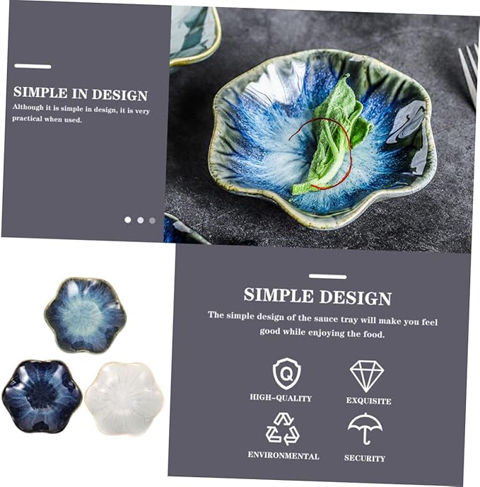 Ciieeo 3pcs Ceramic Sauce Plates for Appetizers Food-grade Material for Dipping Sauces and Seasonings for Home and Restaurant Use
