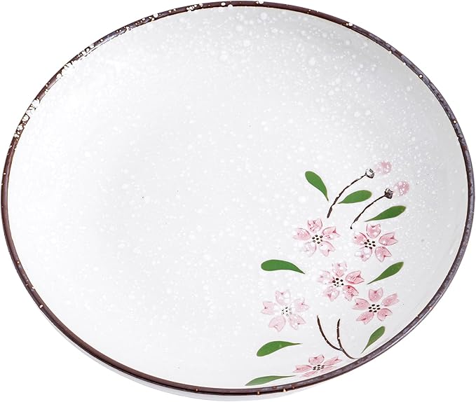 Ceramic Dessert Plates, Small Salad Plates 6 Inch Appetizer Plates for Kitchen, Mini Dinner Trays for Cake Snacks Side Dish (4Pack, Pink Sakura)