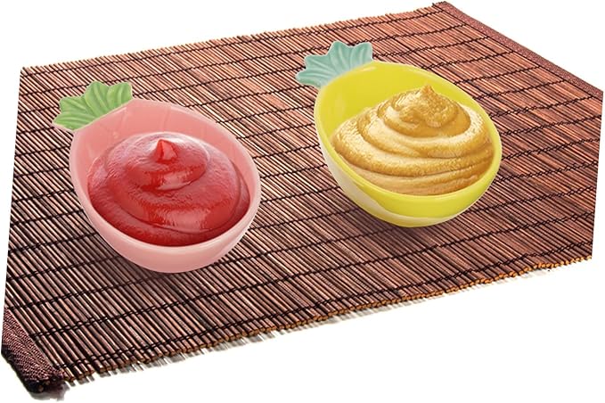 PRETYZOOM 2pcs Ceramic Pineapple Shape Seasoning Sauce Dish Creative Dip Plates for Condiments Appetizers and Home Entertaining Lightweight and Versatile Dishware Random Yellow Pink