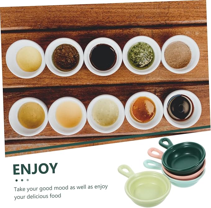 GLEAVI 4pcs Creative Ceramic Sauce Dishes Japanese Style Snack Holders for Condiments Versatile Appetizer Plates Matte Colors