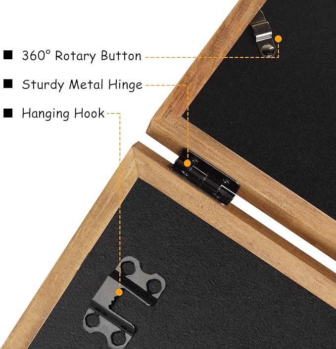 4x6 Double Hinged Picture Frame Folding Photo Frame Vertical and Horizontal in Distressed Farmhouse Wood Grain Pine Wood with Real Glass for Tabletop P-MU-SH46