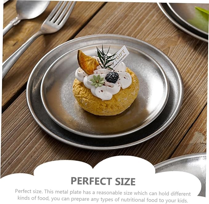 BESTonZON Food Trays Vintage Barbecue Plate Decorative Serving Trays Korean Style Dish Nut Plate Table Tray Cutlery Beef Meat Roast Meat Tray Dinner Dish Metal