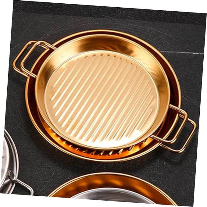 PRETYZOOM Stainless Steel Snack Tray with Handles Striped Food Serving Tray for Fried Chicken and Fries Metal Serving Plate for Parties and Gatherings
